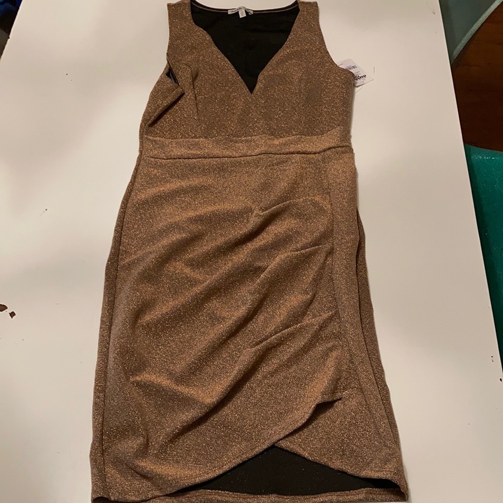 NWT Gold Glitter Stretch Dress Charlotte Russe